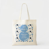 Blue polka dot baby shower トートバッグ (正面)