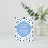 Blue polka dot Baby Shower diaper raffle ticket エンクロージャーカード (スタンド正面)