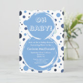 Blue polka dot Baby Shower Invitation 招待状 (スタンド正面)