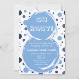 Blue polka dot Baby Shower Invitation 招待状