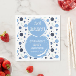 Blue polka dot baby shower Paper Napkin スタンダードランチョンナプキン