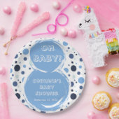 Blue polka dot baby shower Paper plates ペーパープレート (パーティー)