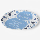 Blue polka dot baby shower Paper plates ペーパープレート (アングル)