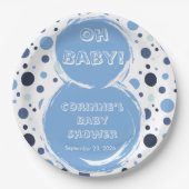 Blue polka dot baby shower Paper plates ペーパープレート (正面)