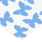 Blue Polka Dot Butterflies Pattern White ショートテーブルランナー (コーナー)