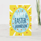 Blue Polka Dot Grandson Easter Card カード (正面)