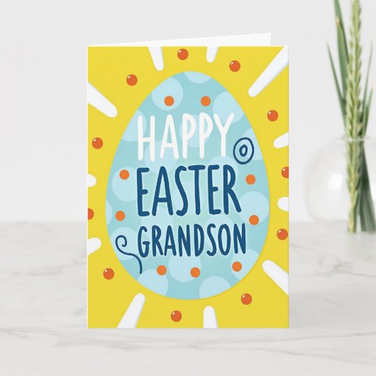 Blue Polka Dot Grandson Easter Card カード (正面)