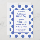 Blue Polka Dot Just Because Girls's Day at Spa 招待状 (正面)