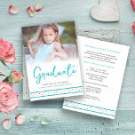 Blue Polka Dots Funny Graduate Photo Graduation 招待状<br><div class="desc">Blue Polka Dots Funny Graduate Photo Graduation Invitation with Envelope. IMPORTANT NOTICE: This design is part of a collection and has other coordinated elements that you can find in my store. Sometimes it can be difficult to aesthealign and texts or initials on the designs, if so tell me and I'll...</div>