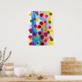 Blue polka dots watercolor abstract ポスター (キッチン)