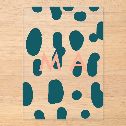 Blue polkadot orange pastel monogram man letter pa アクリル招待状 (正面)