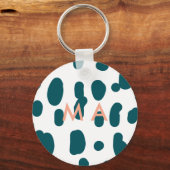 Blue polkadot orange pastel monogram man letter pa キーホルダー (裏面)