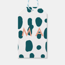 Blue polkadot orange pastel monogram man letter pa ギフトタグ