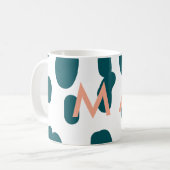 Blue polkadot orange pastel monogram man letter pa コーヒーマグカップ (正面左)