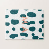 Blue polkadot orange pastel monogram man letter pa ジグソーパズル (横)