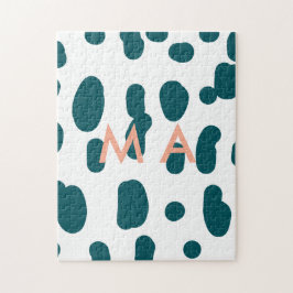 Blue polkadot orange pastel monogram man letter pa ジグソーパズル