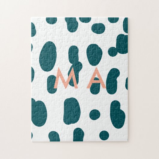Blue polkadot orange pastel monogram man letter pa ジグソーパズル (縦)