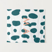 Blue polkadot orange pastel monogram man letter pa タペストリー (正面(横))