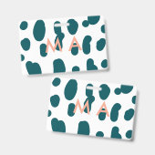 Blue polkadot orange pastel monogram man letter pa バッジ (正面＆裏面)