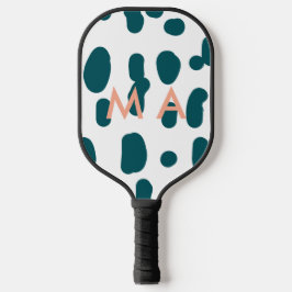 Blue polkadot orange pastel monogram man letter pa ピックルボールラケット