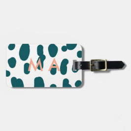 Blue polkadot orange pastel monogram man letter pa ラゲッジタグ