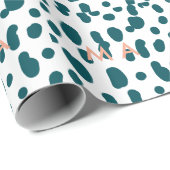 Blue polkadot orange pastel monogram man letter pa ラッピングペーパー (ロールコーナー)