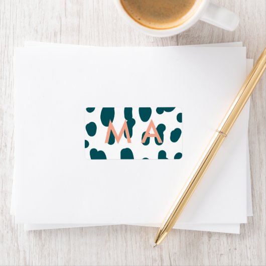 Blue polkadot orange pastel monogram man letter pa ラベル (インサイチュ)