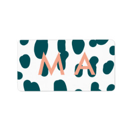 Blue polkadot orange pastel monogram man letter pa ラベル