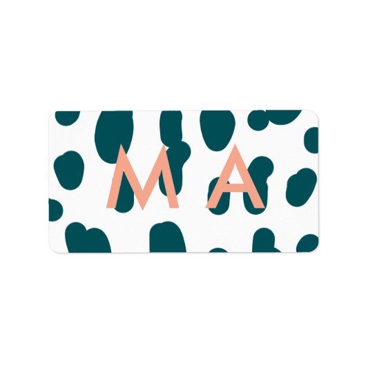 Blue polkadot orange pastel monogram man letter pa ラベル (正面)