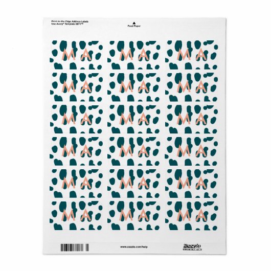 Blue polkadot orange pastel monogram man letter pa ラベル (フルシート)