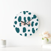 Blue polkadot orange pastel monogram man letter pa ラージ壁時計 (ホーム)