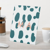 Blue polkadot orange pastel monogram man letter pa 台座サイン (インサイチュ)