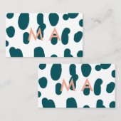 Blue polkadot orange pastel monogram man letter pa 名刺 (正面/裏面)