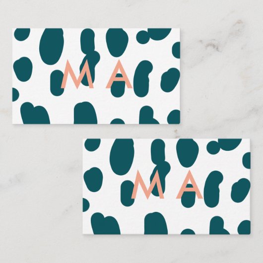 Blue polkadot orange pastel monogram man letter pa 名刺 (正面/裏面)