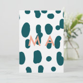 Blue polkadot orange pastel monogram man letter pa 招待状 (スタンド正面)