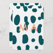 Blue polkadot orange pastel monogram man letter pa 招待状 (正面/裏面)