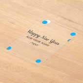 Blue polkadots happy new year add name messasimple アクリル招待状 (レイダウン)