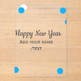 Blue polkadots happy new year add name messasimple アクリル招待状