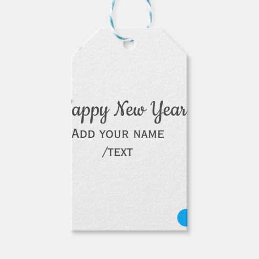 Blue polkadots happy new year add name messasimple ギフトタグ (正面)
