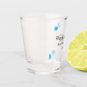 Blue polkadots happy new year add name messasimple ショットグラス (左)