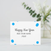 Blue polkadots happy new year add name messasimple シーズンポストカード (スタンド正面)