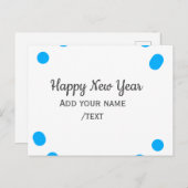 Blue polkadots happy new year add name messasimple シーズンポストカード (正面/裏面)