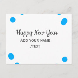 Blue polkadots happy new year add name messasimple シーズンポストカード