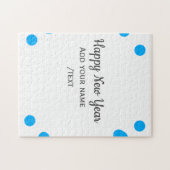 Blue polkadots happy new year add name messasimple ジグソーパズル (横)