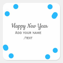 Blue polkadots happy new year add name messasimple スクエアシール