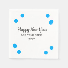 Blue polkadots happy new year add name messasimple スタンダードカクテルナプキン