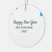 Blue polkadots happy new year add name messasimple セラミックオーナメント (左)