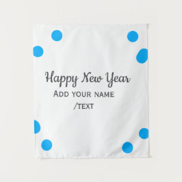 Blue polkadots happy new year add name messasimple タペストリー