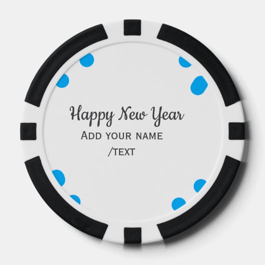 Blue polkadots happy new year add name messasimple ポーカーチップ (正面)