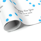 Blue polkadots happy new year add name messasimple ラッピングペーパー (ロールコーナー)